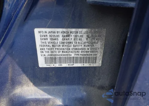 2010 Honda Fit Sport из США, поврежденный, VIN JHMGE8H42AS028134